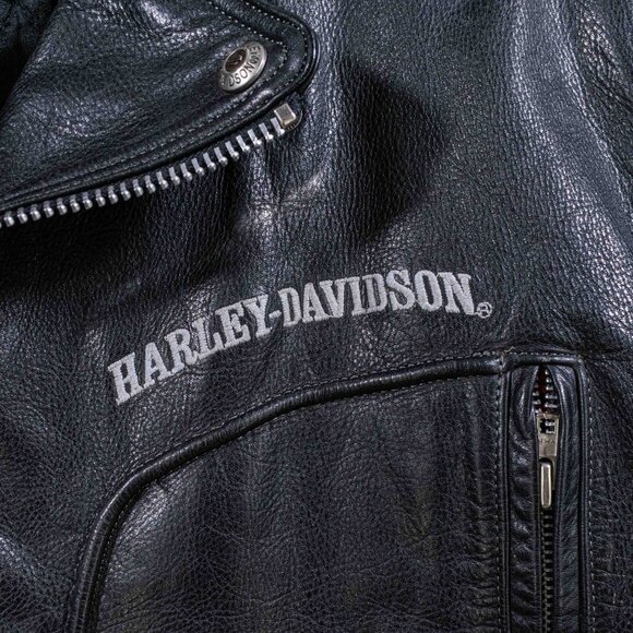 Harley Davidson Motorcycles D Pocket Leather Biker Motorcycle Jacket Large Retro - Picture 3 of 16